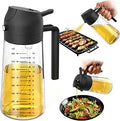 rendPlain 16oz/470ml Glass Olive Oil Sprayer for Cooking – 2 in 1 Olive Oil Dispenser Bottle for Kitchen Gadgets and Air Fryer Accessories, Salad, BBQ - Black